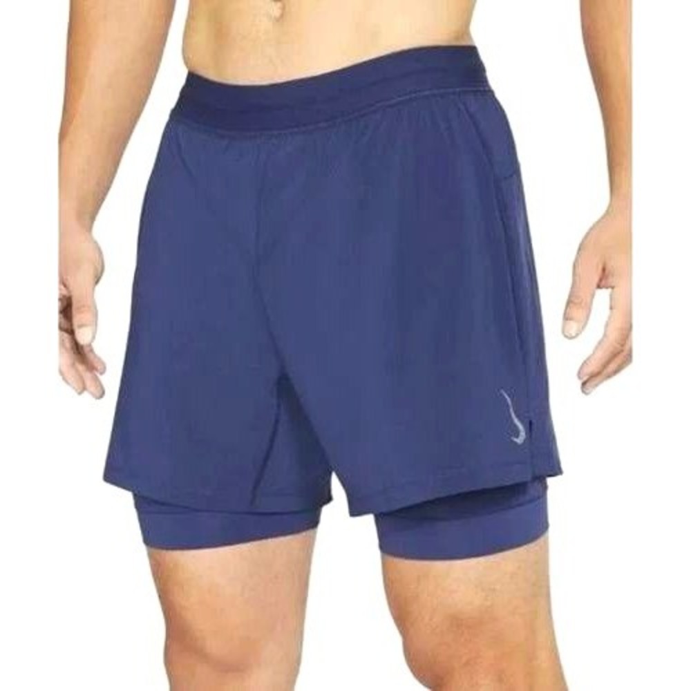 Nike Yoga NWT Mens Dri-FIT 2-in-1 Training Shorts 4XLT Navy Blue Gym Performance